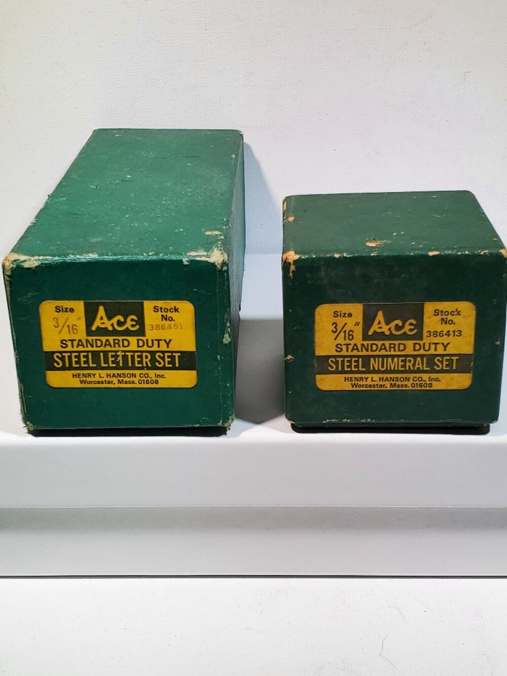 VINTAGE ACE HANSON 3/16 INCH STEEL LETTER AND NUMBER STAMP SETS...MADE IN USA